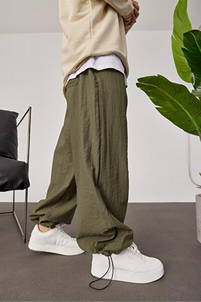 NOMARC 5279 Φαρδύ πράσινο παντελόνι με κορδόνι