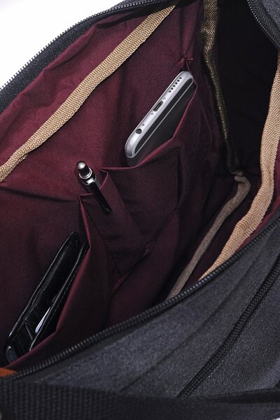 By Hakan Gk13 Canvas Postman Flat Crossbody Bag Black