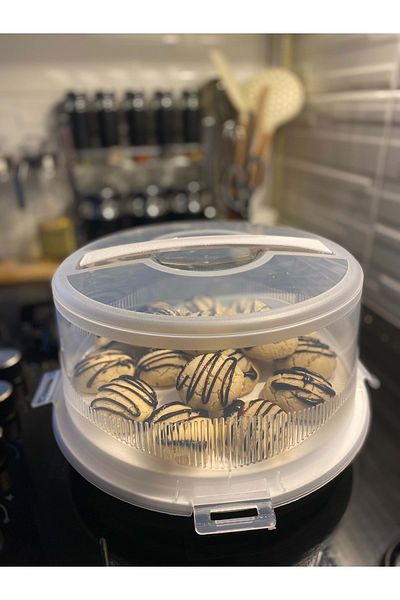Doğuş Mutfak White Cake Jar - Cake Pastry Storage Container, Sa-201