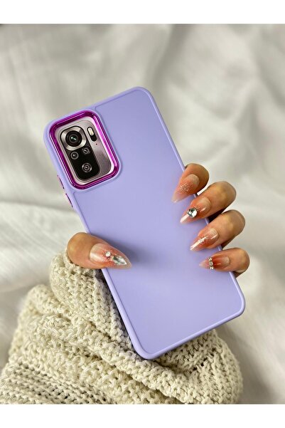 Vip Case Xiaomi Redmi Note 10-10S Uyumlu Kılıf Parlak Metal Çerçeveli Pastel Renkli Silikon Ruby Kapak