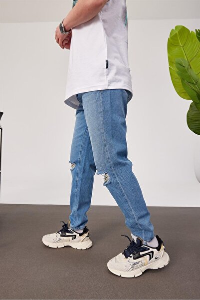 NOMARC 5101 Blugi albaștri rupti din matase