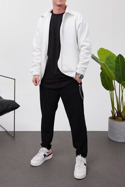 NOMARC Jachetă albă de bază cu fermoar