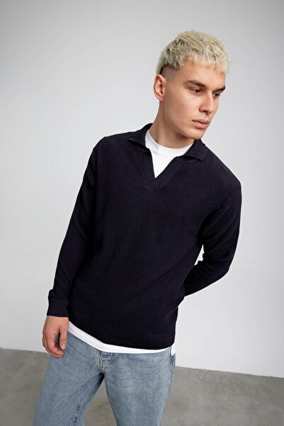 NOMARC Світло-синій комір з деталями з трикотажу