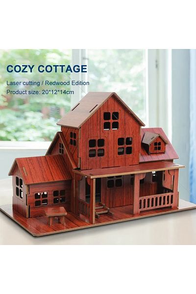 Choice Red 3d Wooden Puzzle Model Gamescozy Cottage Diy Handmade Mechanical Wooden House For Kids Adult Kit