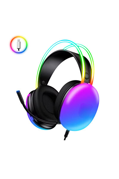 HEJARON 7.1  Rgb Profesyonel Gaming Mikrofonlu Gamer Oyuncu Kulaklığı USB Pc ...