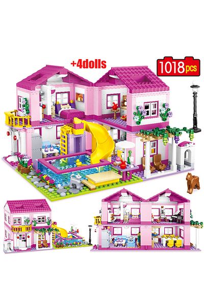 Choice ZKZC 1018pcs City 1 Change 3 Summer Double-storey Villa House Building Blocks Friends Garden Flow...