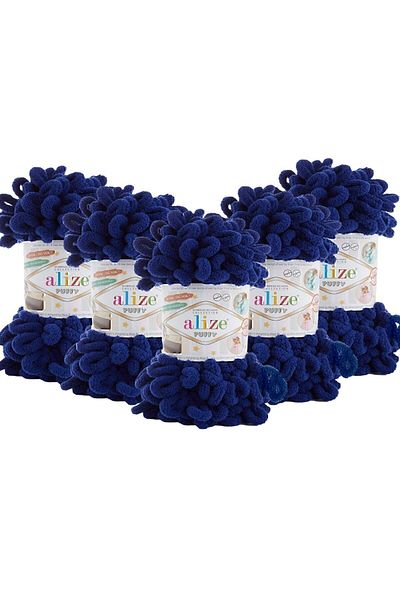 Alize Midnight Blue 360 Puffy Hand Knitted 5 Συσκευασία