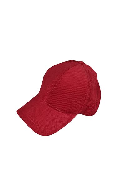 Cesicey Corduroy Unisex Cap Hat - Adjustable Back Velcro, Red