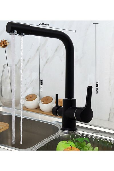 As Water Purifier Faucet 3 Way Hot-cold Mix Purifier Black