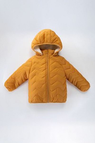 Minigimin Cicileri Quilted My Toddler Flowers Welsoft Coat for 1-10 Years Old Children - Mustard