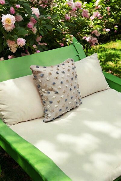 lissehome غطاء وسادة مزين بشراشيب باللون البيج - 43x43 سم - تصميم عصري ومبهج