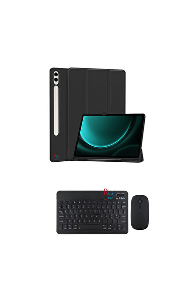 redmud teknoloji Galaxy Tab S10 Plus Uyumlu Tablet Kılıfı ve Klavye Mouse Set Kalem Bölmeli Smart Kılıf