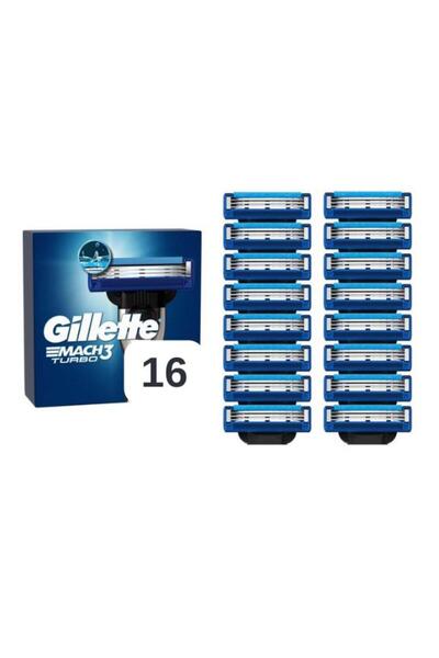 Gillette Mach3 Turbo 16'lı (8+8) Yedek Tıraş Bıçağı
