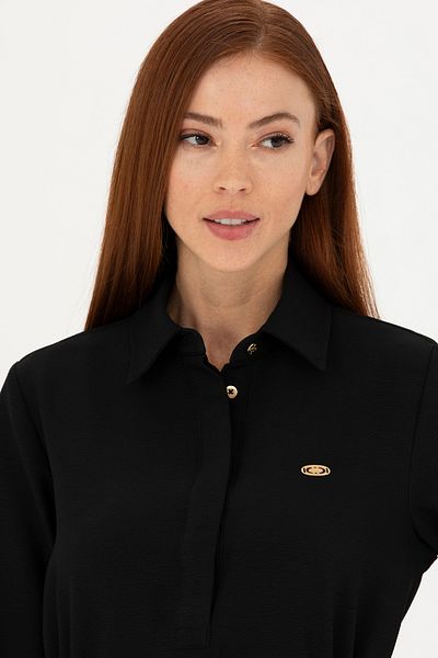 U.S. Polo Assn. Rochie neagră pentru femei, țesută de dimensiuni mini 50271164-vr046
