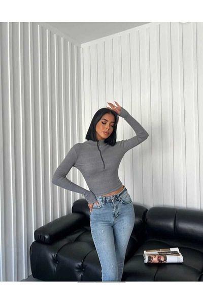 SERBA Vertical Collar Half Zip Cassorse Bluz