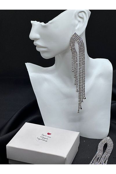 KUMRU BİJUTERİ Crystal Stone Evening Dress Earrings, Dress Earrings, Dress Earrings