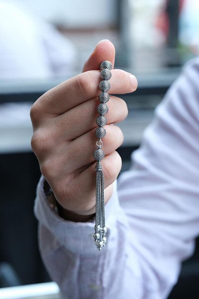 dergah tesbih Special Design Globe Model Silver Zaza Rosary