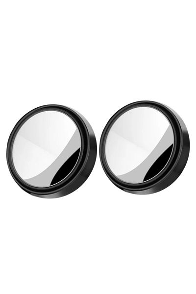 Choice Black Set 2pcs Round Frame Convex Blind Spot Mirror Safety Driving Wide-angle 360 Degree Adjustable