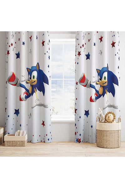 Evan Home Sonic 3D Patterned Children's and Baby's Room Background Curtain Single Wing