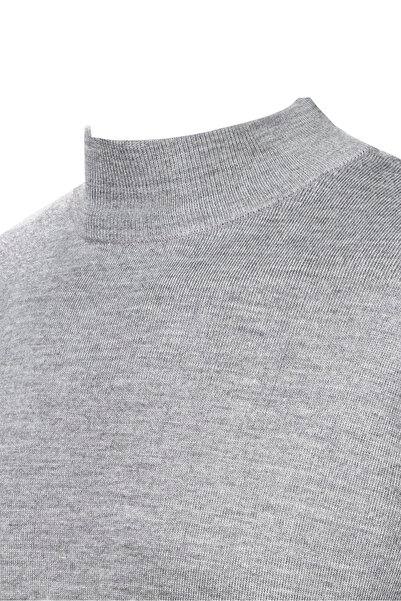 Çizgi Triko Ανδρικά πλεκτά γκρι πουλόβερ με μισό ζιβάγκο χειμωνιάτικο πλεκτό ατσάλι