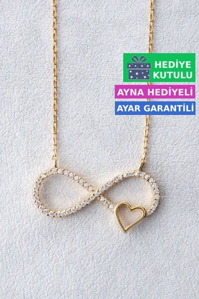 Jewelmim Gümüş Sonsuzluk Kolyesi 18 Ayar Sarı Altın Kaplama Sonsuzluk İşareti...