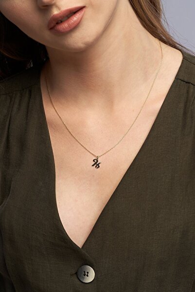 Jewelmim H Harfli Kolye 18 Ayar Sarı Altın Kaplama Kadın Baş Harfli Gümüş Kolye 925 Ayar Gümüş Harf Kolye