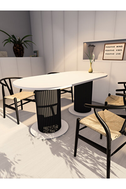 moka park avm Özel Tasarım Oval Dekoratif Ahşap Ayaklı 6 Kişilik Yemek Masası...