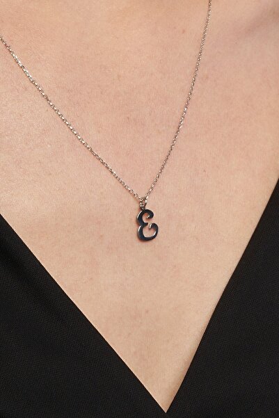 Jewelmim Gümüş E Harfli Kolye 18 Ayar Beyaz Altın Kaplama Gümüş Harf Kolye 92...