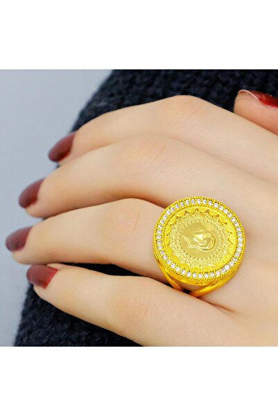 aytekgold 22 Ayar Çeyrek Altınlı Yüzük