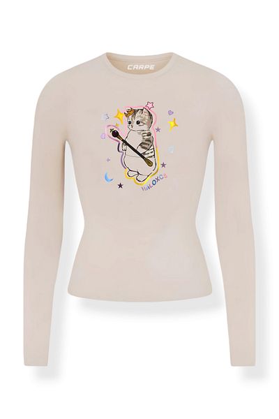 Carpe Colorful Cat Long Sleeve Full Length Blouse