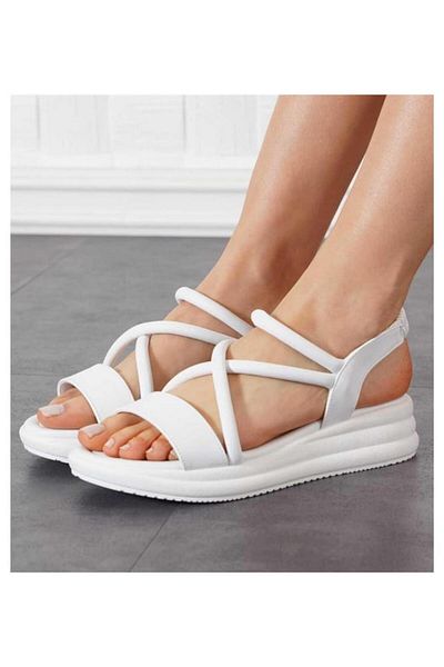 homiro Sandale albe, simple și elegante pentru femei