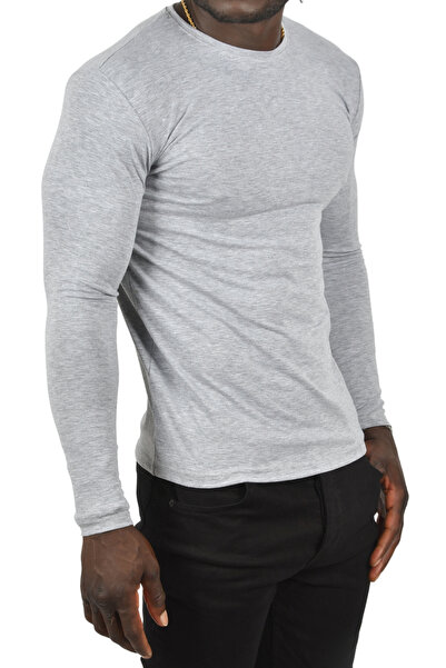DeepSEA Чоловічий сірий довгий рукав без коміра Світшот 2300423