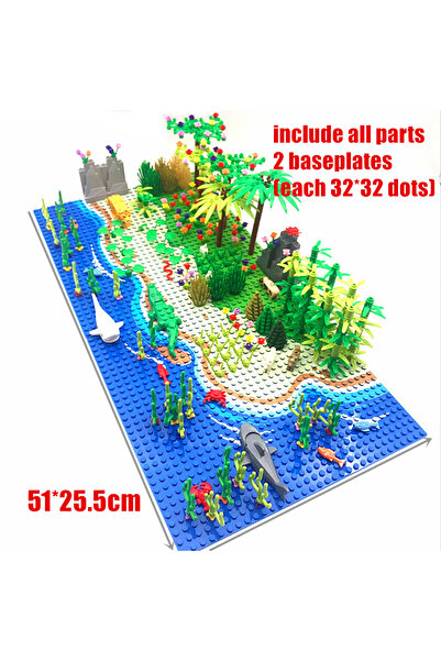 Choice 2miniShark-2Base MOC Trees Animals Building Blocks with 2 Base 32*32 Compatible Classic Blocks Shark