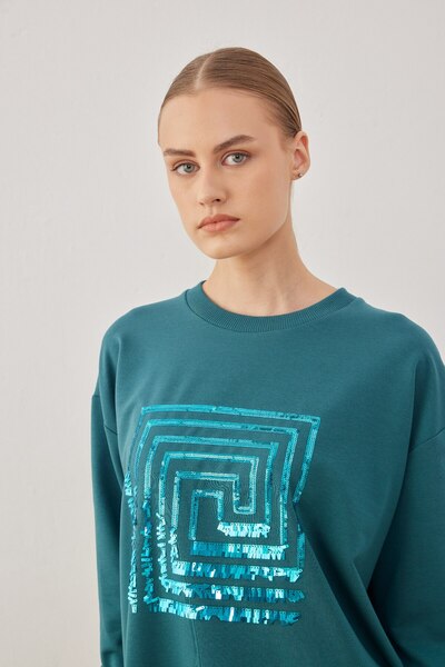 MVStore KADIN DESENLİ PAYET İŞLEMELİ SWEATSHİRT