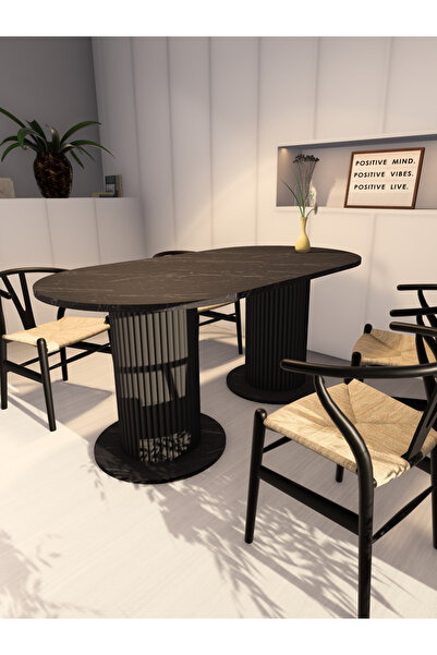 moka park avm Özel Tasarım Oval Dekoratif Ahşap Ayaklı 6 Kişilik Yemek Masası...