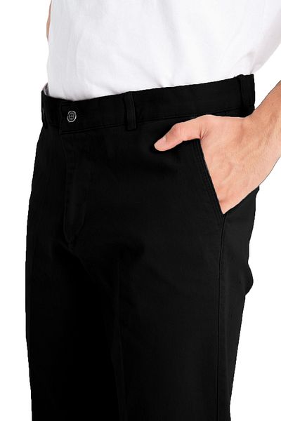 Varetta Men's Black Pocketed Casual Chino Regular Cut Lycra Canvas Trousers