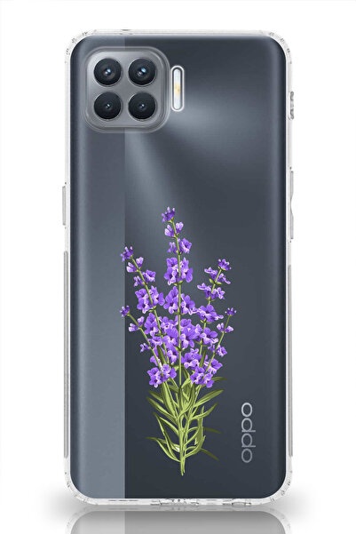 moonset Oppo Reno 4 Lite Uyumlu Leylak Tasarımlı Baskılı Şeffaf Telefon Kılıfı