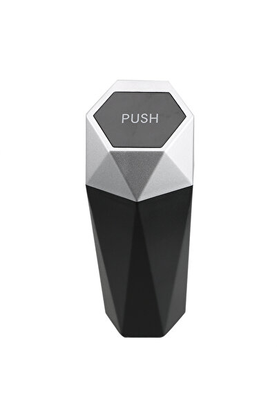 Choice Silver Car Interior Mini Trash Can Dustbin Garbage Bin Storage Case Bucket Push Lid Accessories Univ