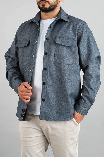 bombe Férfi indigó szezonális alkalmi búvárfedő sportkivágású kabát Snap Jacket ing