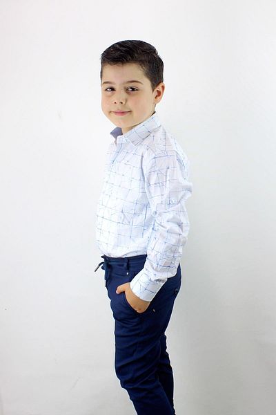 Doctor junior Вталена риза с прегънати ръкави за момче