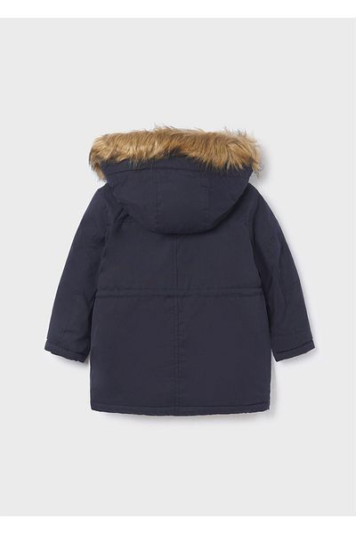 MAYORAL Boy's Fur Hooded Long Parka Coat