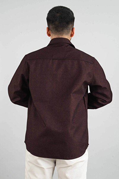 bombe Ανδρικό Claret Red Seasonal Casual Scuba Coating Αθλητικό κομμένο παλτό πουκάμισο με κουμπωτά