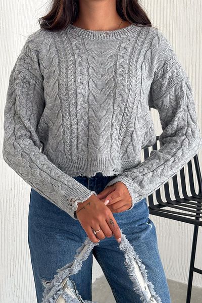 fiolin Pulover de tricotaj cu model tricotat cu detaliu rupt