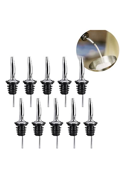 JETTING 10Pcs Stainless Steel Liquor Spirit Pourer Flow Wine Bottle Pour Spout Stopper Barware Kitchen To...