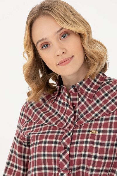 U.S. Polo Assn. Women's Burgundy Long Sleeve Tunic Shirt 50271513-Vr014