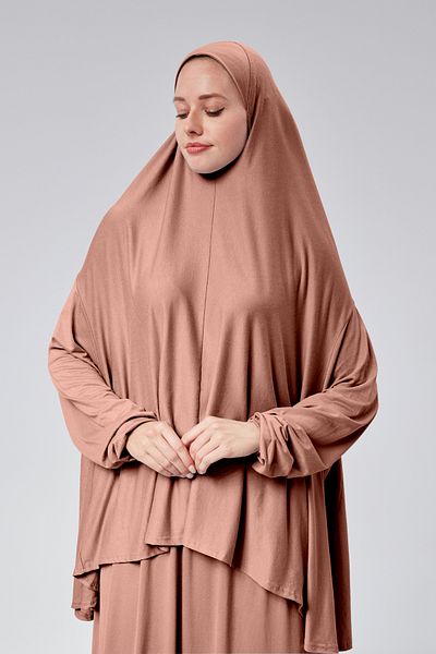 Sonbaharmoda Φόρεμα προσευχής - δύο τεμάχια, οργανικό βαμβάκι, ελαστικό μανίκι, αντιολισθητική φούστα, χτενισμένο βαμβακερό μουσουλμανικό