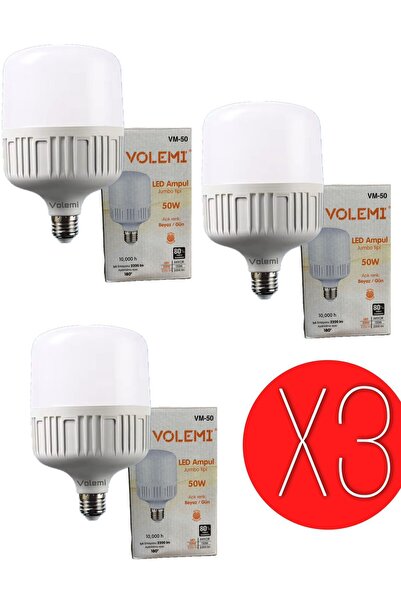 VOLEMİ 3 adet beyaz ışık 50 w %80 enerji tasarruflu yerli üretim ampul