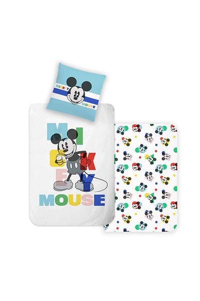 Disney Collection Mickey Kinder Wendebettwäsche Set 135x200 - Kopfkissenbezug 80x80, 100% Baumwolle
