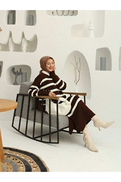 PİNK FLY Women's Full Size Striped Teseture Tunic