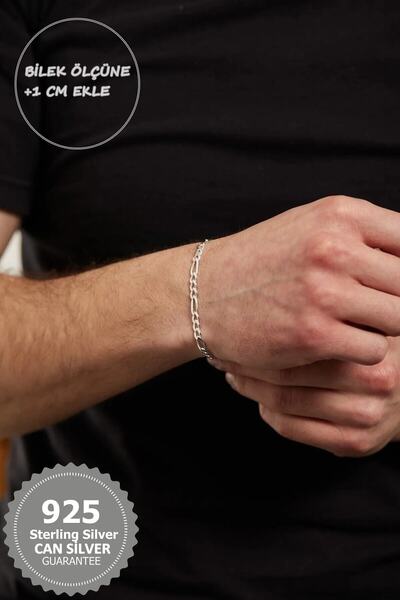 CAN SİLVER 925 Ayar Gümüş Figaro 3mm Gümüş Erkek Bileklik